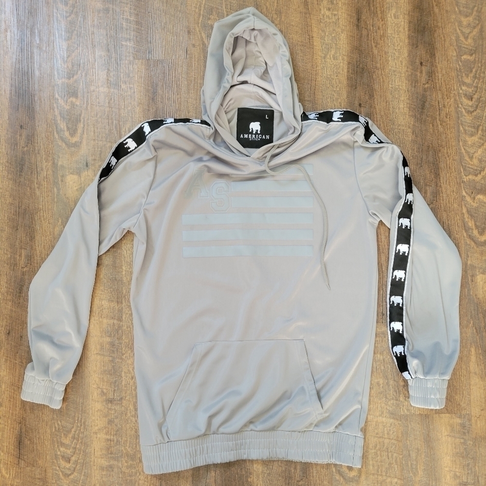 Grey American Stitch Hoodie size L Men's